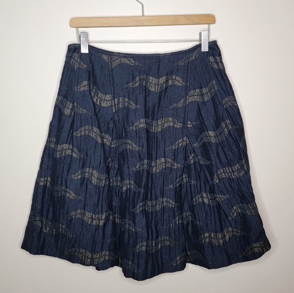 Dries Van Noten | Black A-line Skirt with Bronze Design - Picture 2 of 4